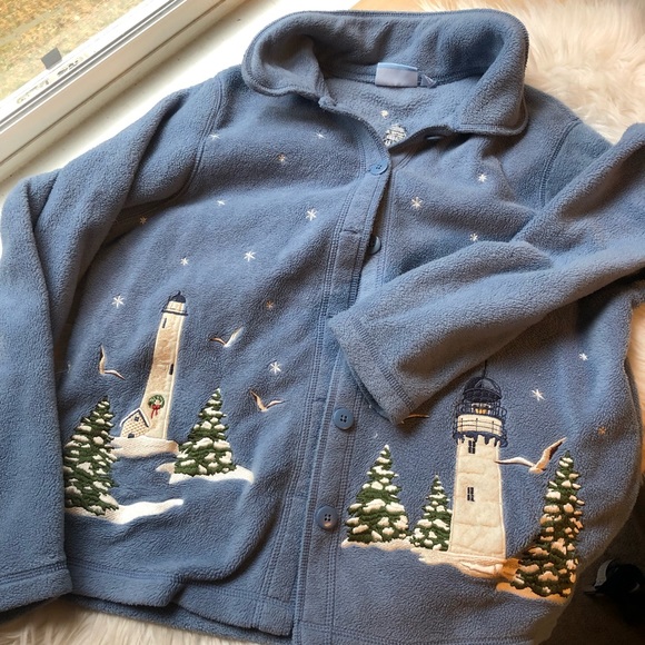 croft & barrow Sweaters - 2/35 🍂Christmas holiday lighthouse fleece sweater